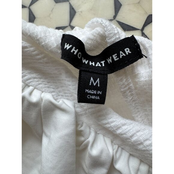Who What Wear White One-Shoulder Ruffle Top Size M BNWT - Picture 2 of 8